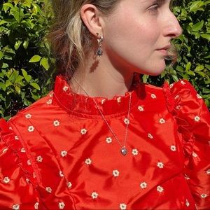 Batsheva Red White Floral Blouse